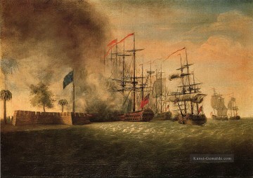 Sir Peter Parker s Angriff gegen Fort Moultrie Seeschlacht Ölgemälde